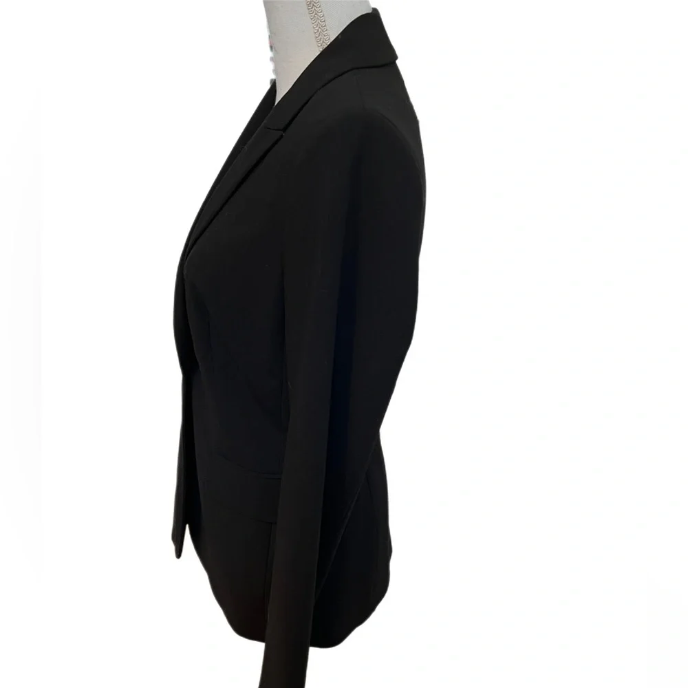 🔥🔥Calvin Klein Womens Black Blazer Size 4 One Button Career Jacket Pockets - Picture 2 of 5